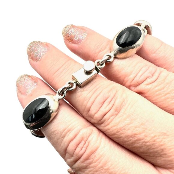 Mexico Womens Sterling Silver Multi Gemstone Bracelet 7 Inch - Picture 2 of 3